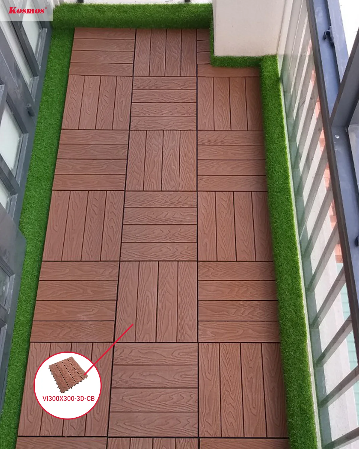 Vỉ gỗ nhựa composite thích hợp lát sàn ban công.